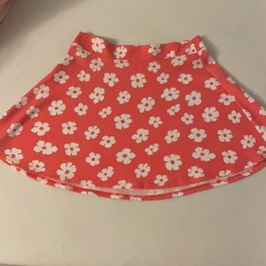 Pink Circle Skirt with White Flowers, LIKE NEW